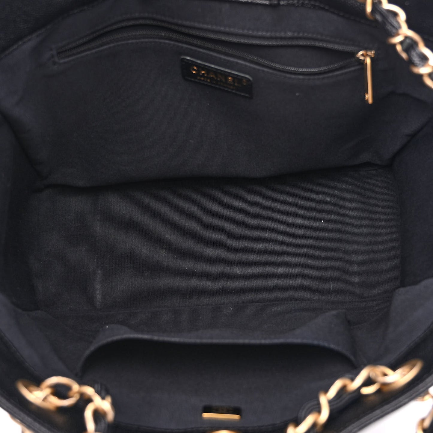 Caviar Quilted Small Shopping Tote Black