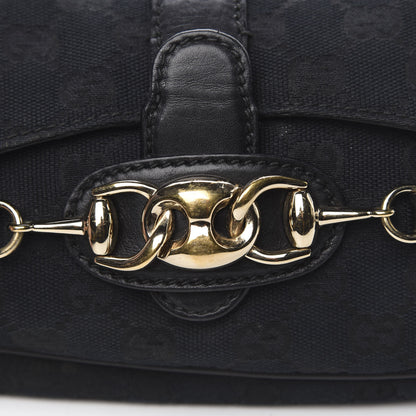 Gucci Monogram Horsebit Chain Flap Shoulder Bag Black 11 of 12