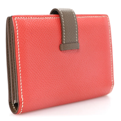Hermes Epsom Bi Color Bearn Card Holder Wallet Rose Jaipur Etoupe 3 of 8