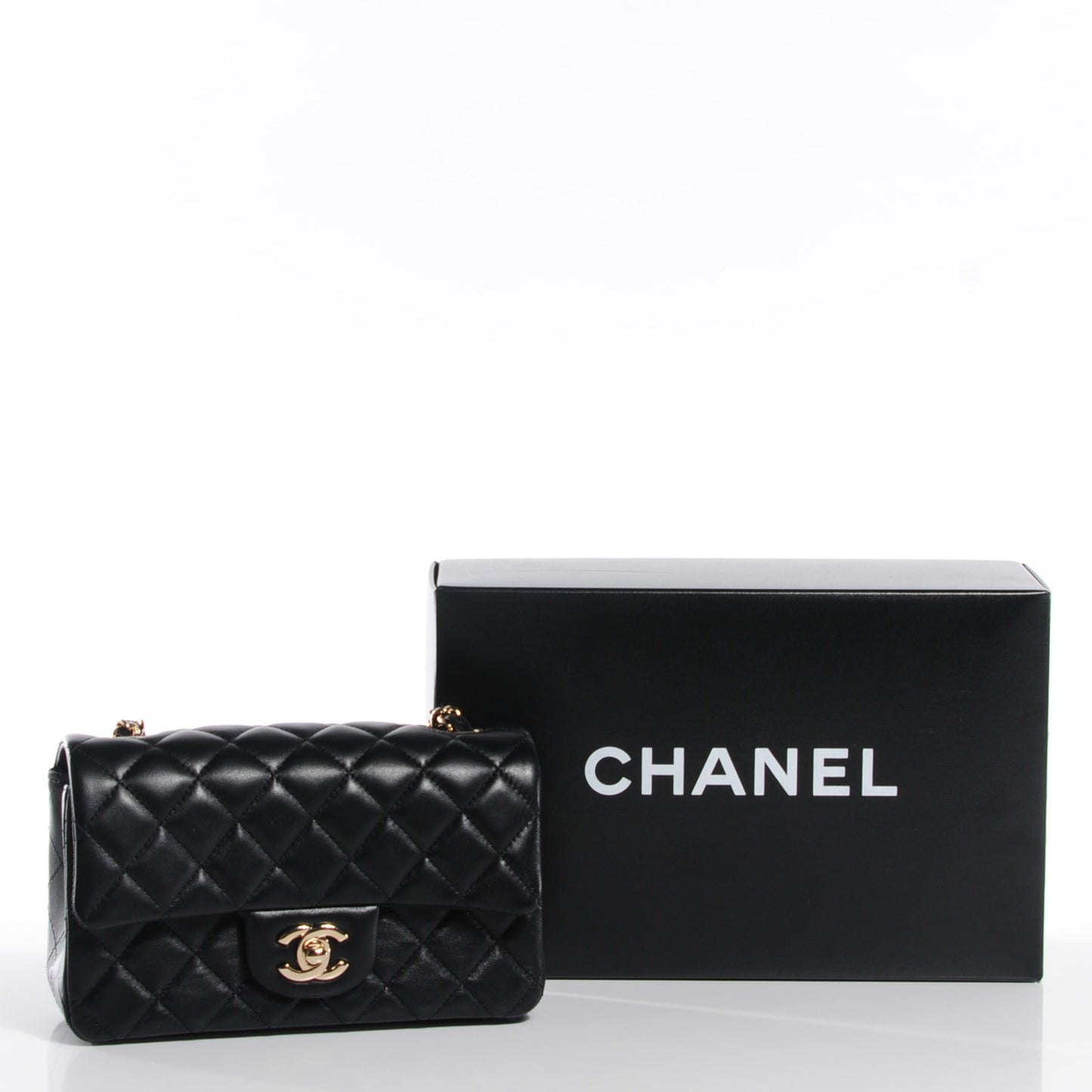 Lambskin Quilted Mini Rectangular Flap Black