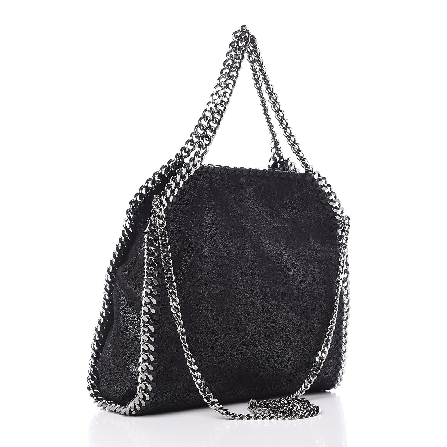 Stella McCartney Shaggy Deer Studded Fringe Mini Falabella Tote Black 4 of 8