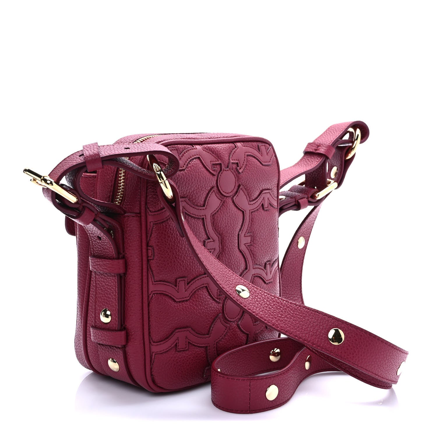 Salvatore Ferragamo Calfskin Gancini Camera Case Melagrana 2 of 9
