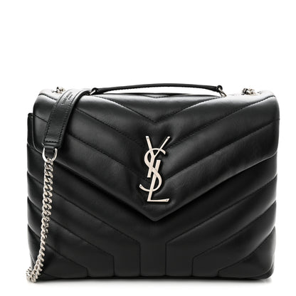 Saint Laurent Calfskin Y Quilted Monogram Small Loulou Chain Satchel Black 1 of 11