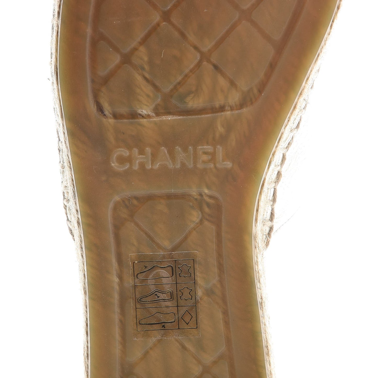 Iridescent Goatskin CC Espadrille Mules 37 Ivory Black