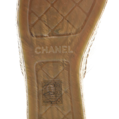 Chanel Iridescent Goatskin CC Espadrille Mules 37 Ivory Black 6 of 10