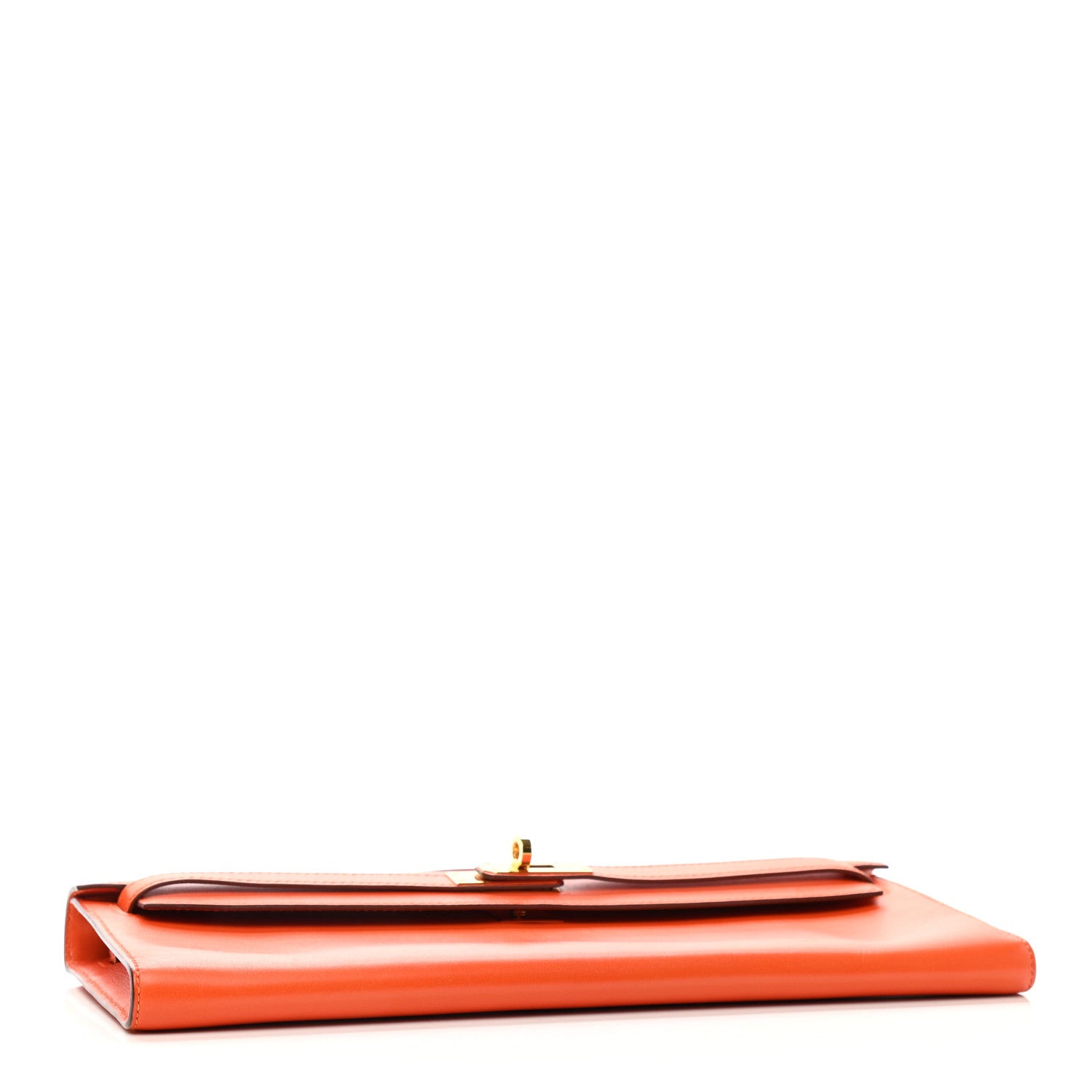 Hermes Tadelakt Kelly Cut Clutch Pochette Orange 4 of 7