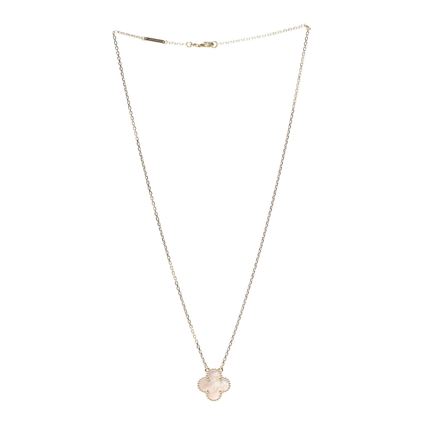 Van Cleef & Arpels 18K Yellow Gold Mother of Pearl Vintage Alhambra Pendant Necklace 3 of 8