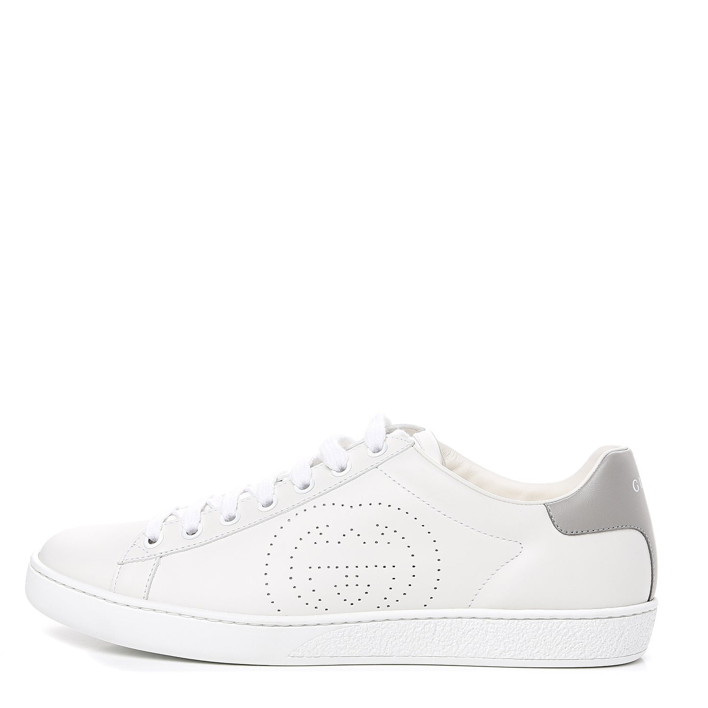 Calfskin Interlocking G Perforated Womens Ace Sneakers 39 White Grey Sky