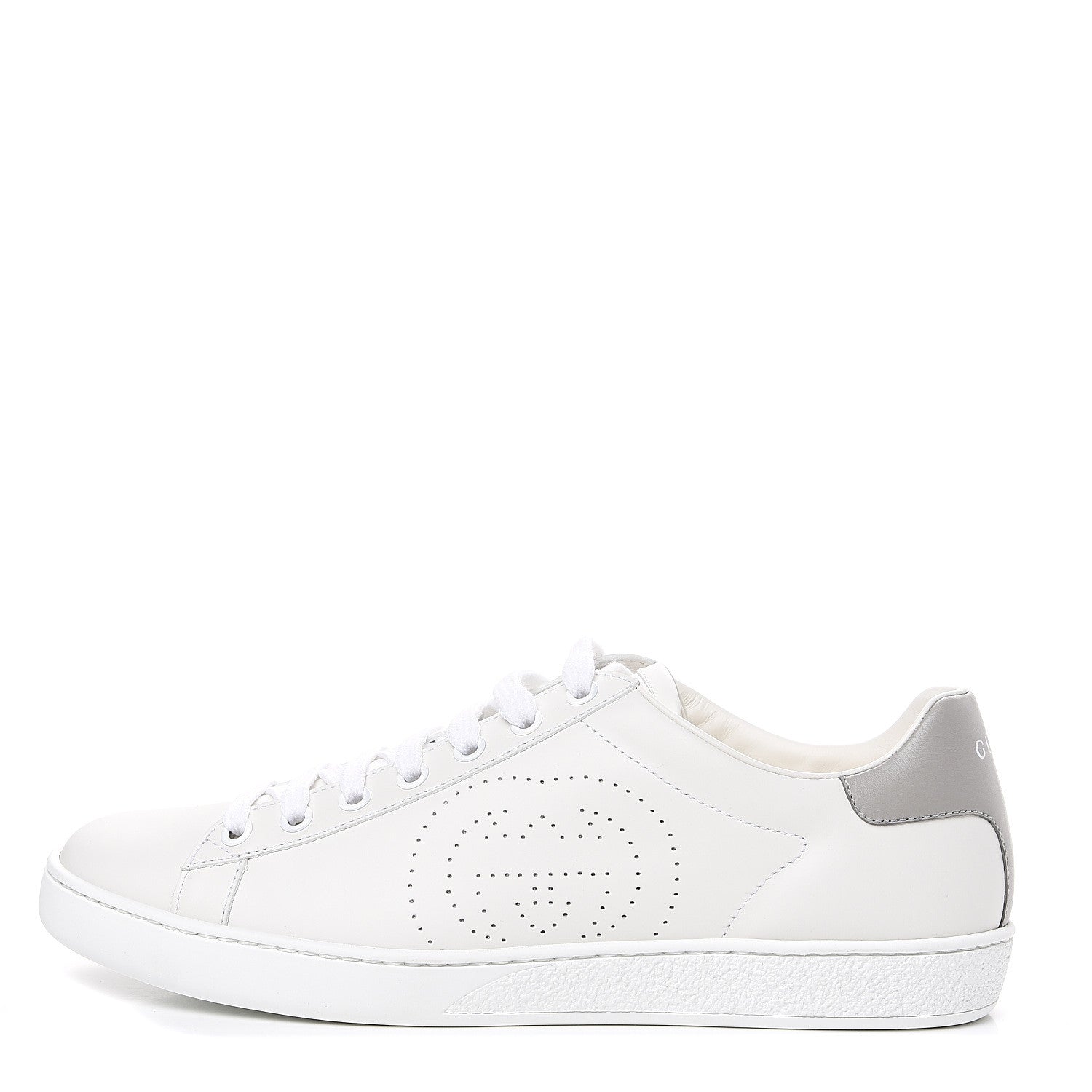 Gucci Calfskin Interlocking G Perforated Womens Ace Sneakers 39 White Grey Sky 1 of 9
