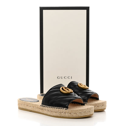 Gucci Nappa Matelasse GG Marmont Espadrille Slide Sandals 37 Black 10 of 10