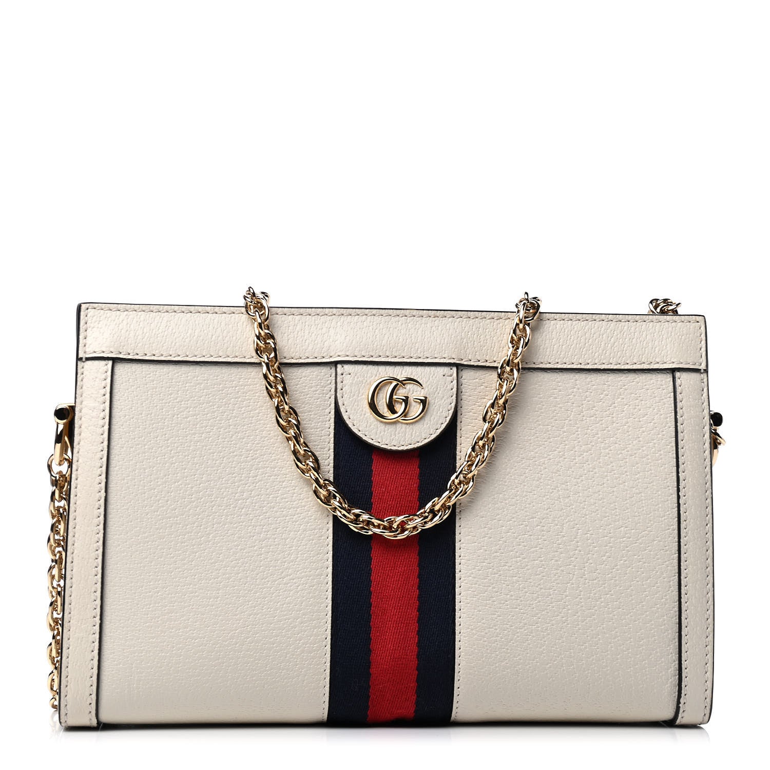 Gucci Textured Calfskin Web Small Ophidia Chain Shoulder Bag Mystic White 1 of 6