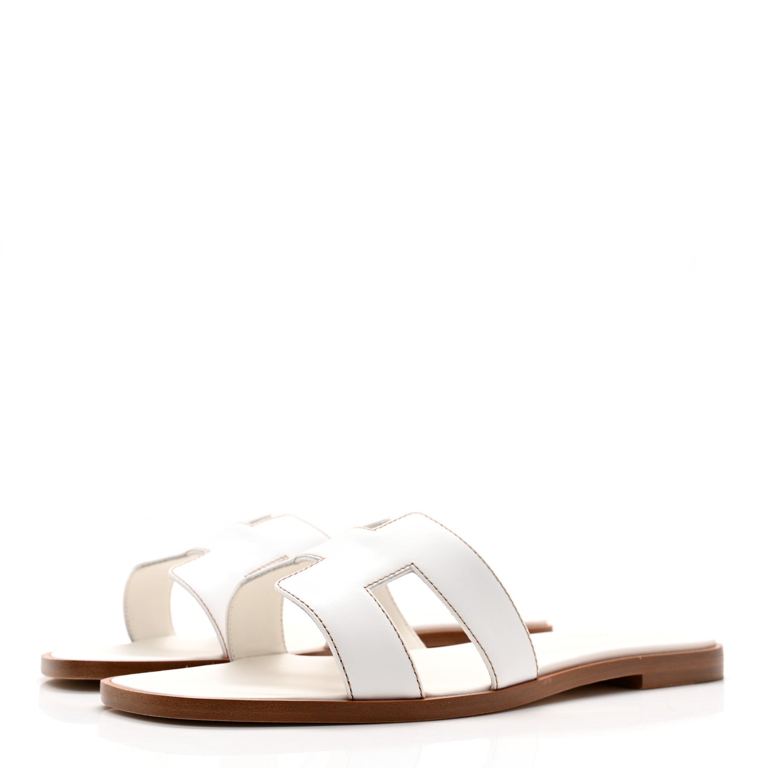 Hermes Box Calfskin Oran Sandals 38.5 White 3 of 10