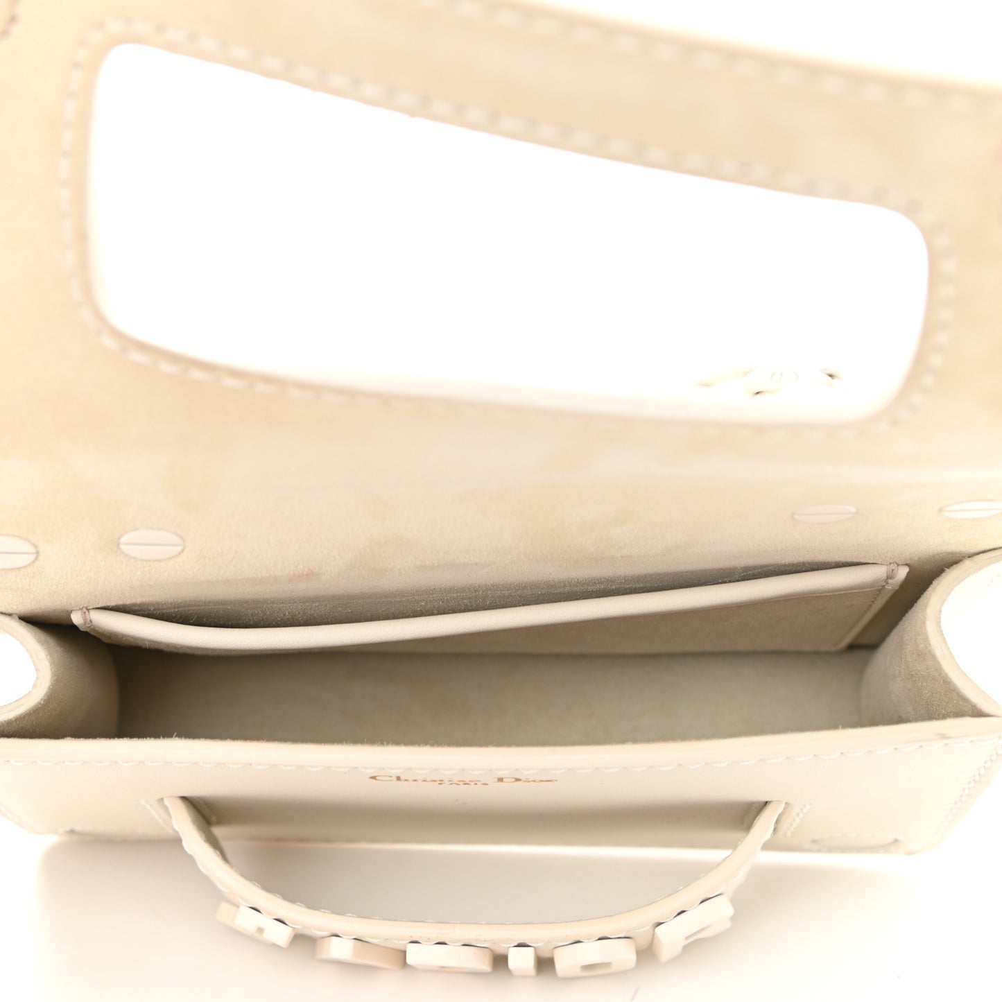 Ultra Matte Calfskin Mini J'Adior Chain Flap Bag White