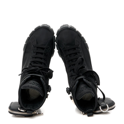 Prada Re-Nylon Gabardine Triangle Womens Wheel Pouch Pocket High Top Sneakers 41 Black 2 of 10