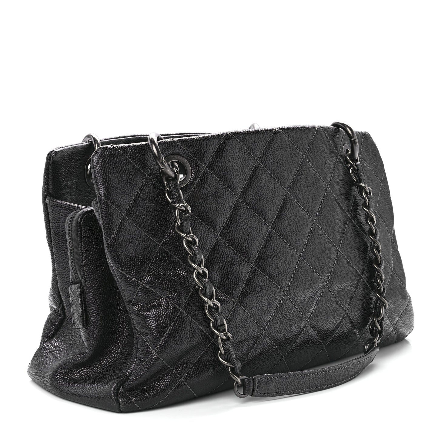 Iridescent Caviar Quilted Chic Shopping Tote