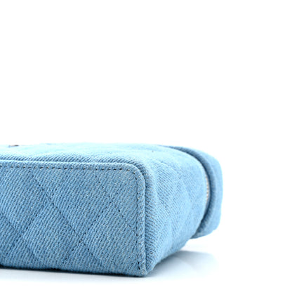 Chanel Denim Quilted Top Handle Slim Vanity Case With Chain Blue 10 of 10