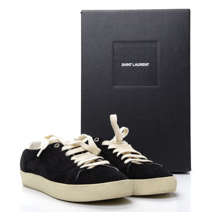 Saint Laurent Distressed Suede Womens Court Classic Sneakers 38 Black 11 of 11