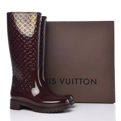 Louis Vuitton Rubber Embossed Monogram Splash Rain Boots 40 Burgundy 10 of 10