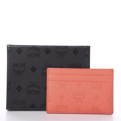 MCM Calfskin Calfskin Ottomar Monogram Card Case Hot Coral 6 of 6