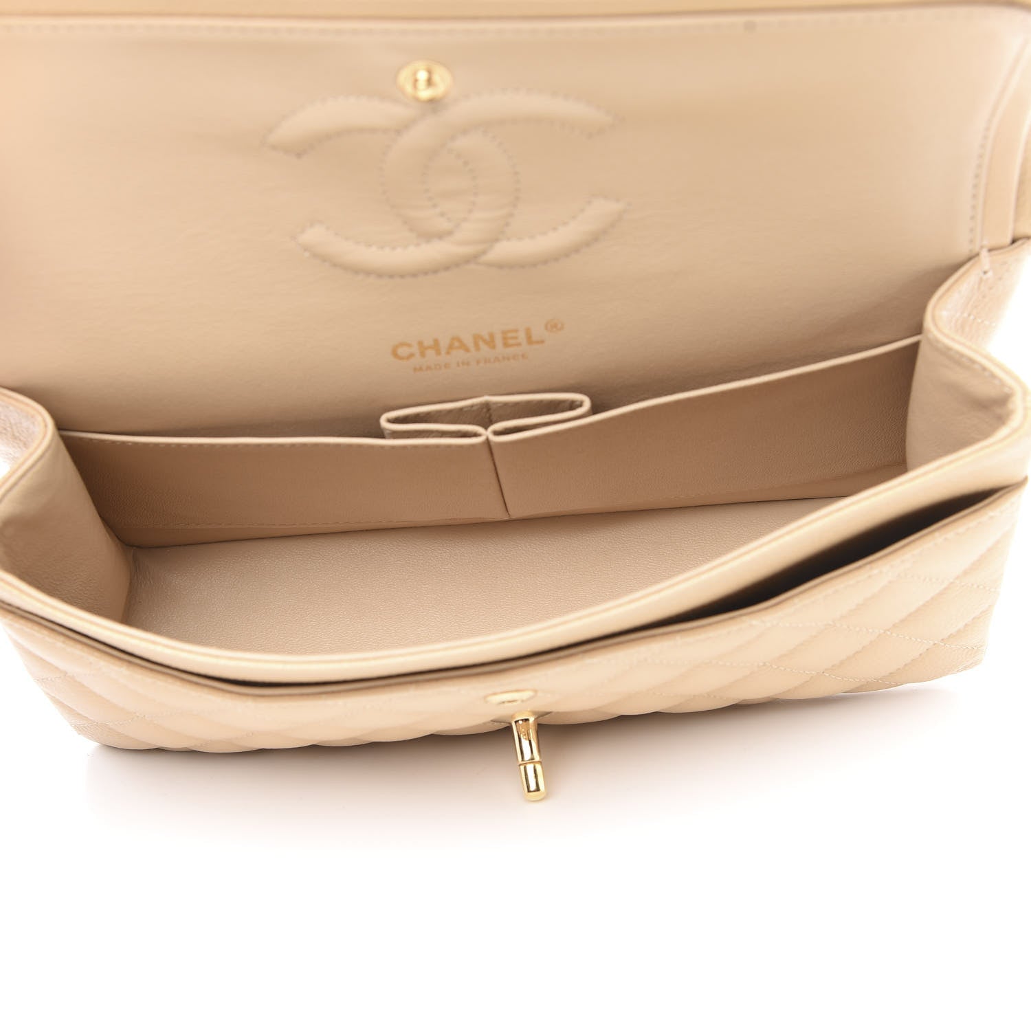 Chanel Caviar Quilted Medium Double Flap Beige Clair 5 of 10