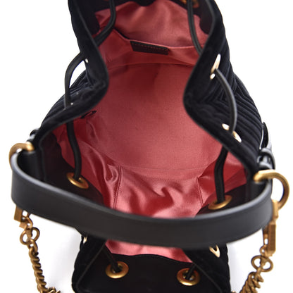 Gucci Velvet Matelasse GG Marmont Bucket Bag Black 5 of 10