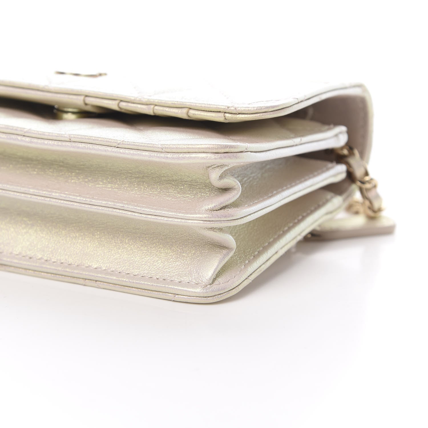 Chanel Iridescent Lambskin Quilted Mini Wallet On Chain WOC Ivory 10 of 11