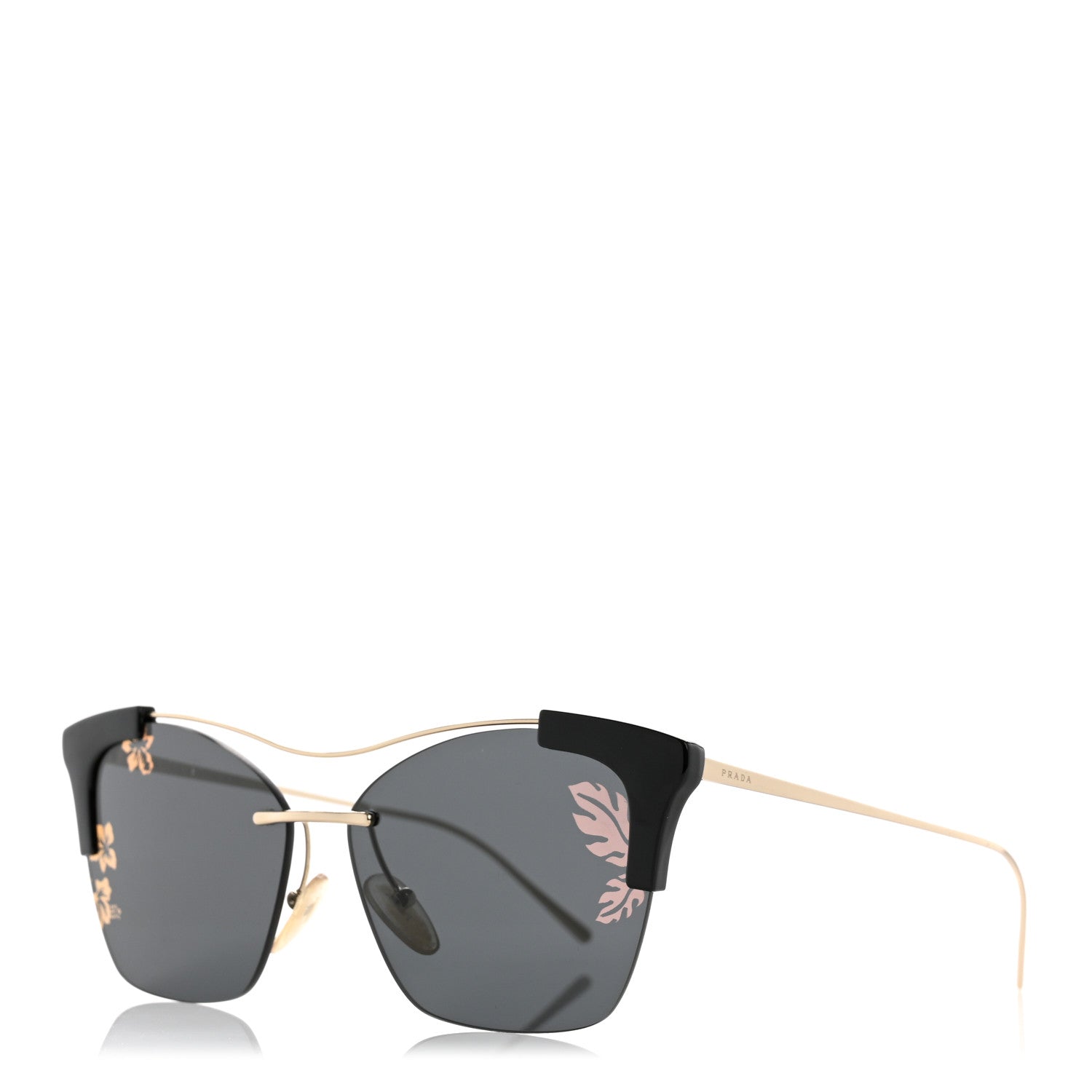 Prada Cat Eye Floral Sunglasses SPR 21U Black 1 of 8