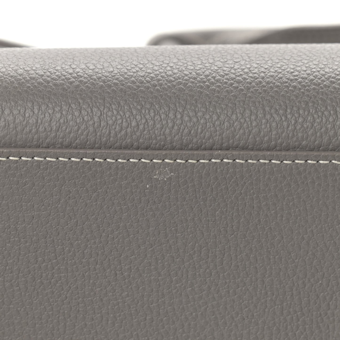 Grained Calfskin Topstich Baby Sac De Jour Fog