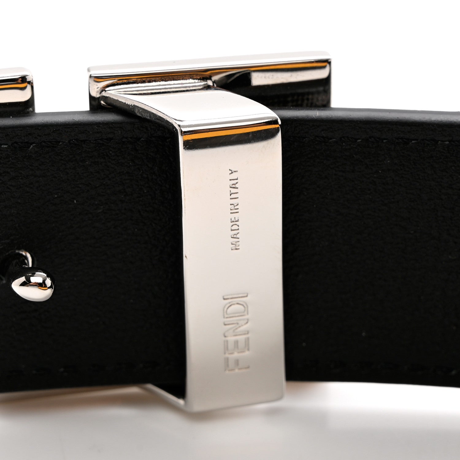 Fendi Glazed Fabric FF Buckle Reversible Belt 85 34 Black 3 of 5