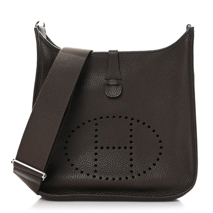 Hermes Taurillon Clemence Evelyne III PM Chocolate 1 of 10