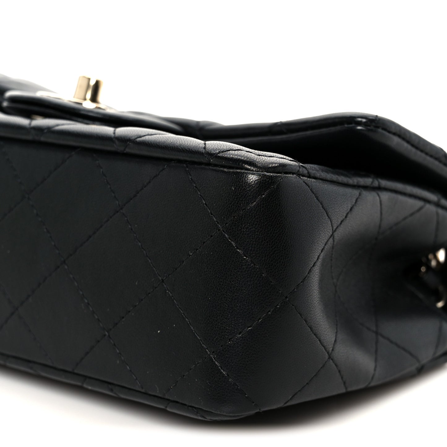 Lambskin Quilted Mini Rectangular Flap Black
