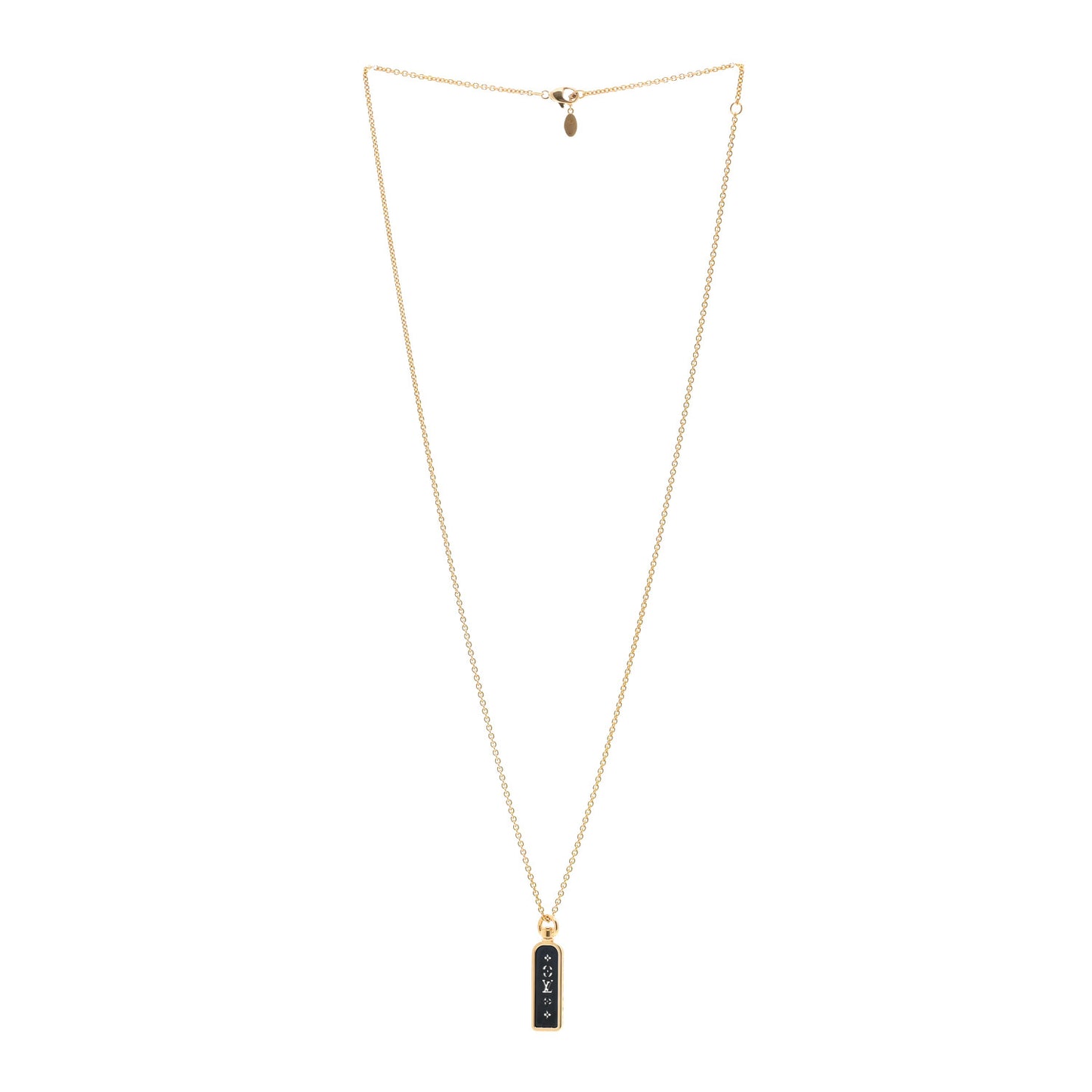 18K Yellow Gold Blue Titanium Small Les Gastons Tag Pendant Necklace