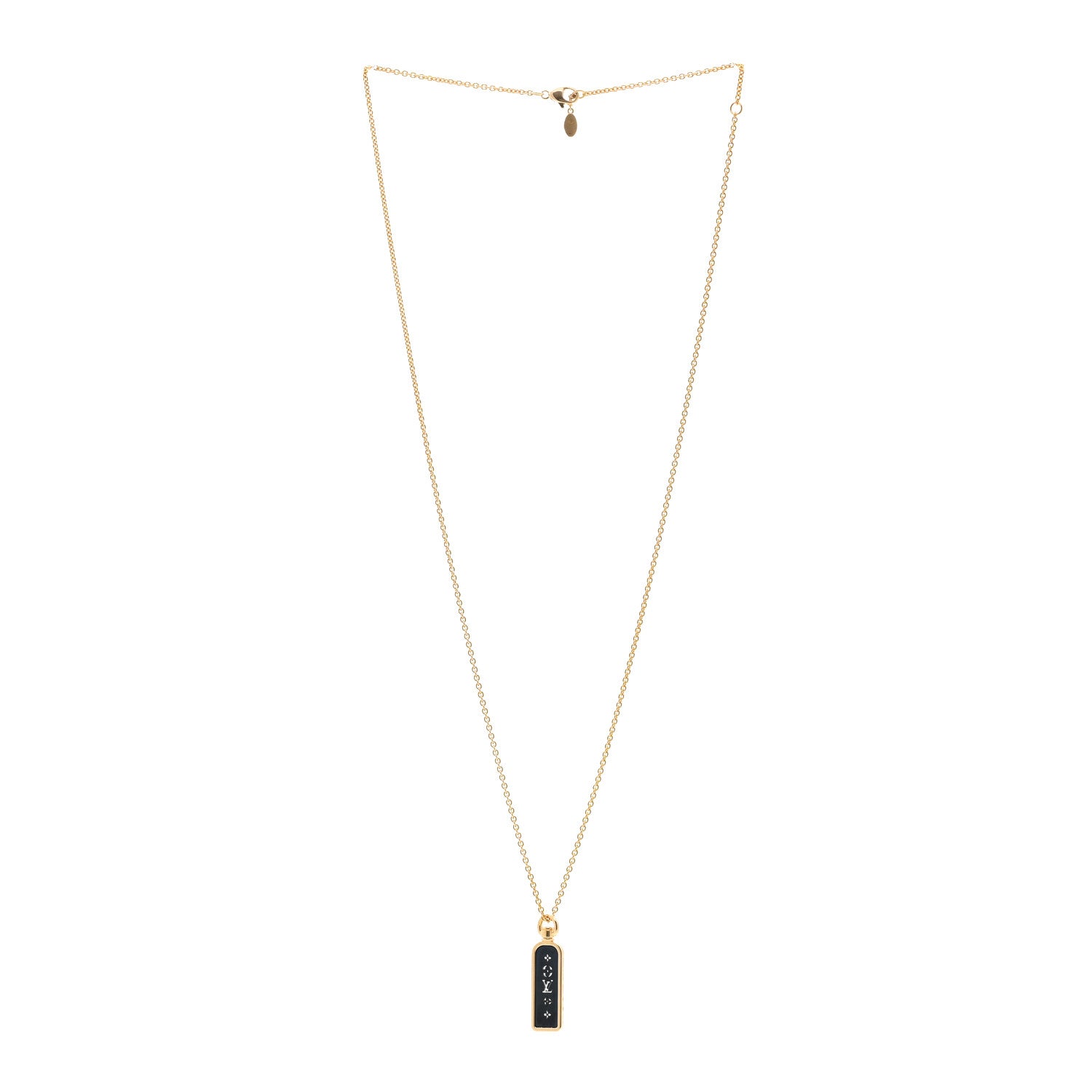 Louis Vuitton 18K Yellow Gold Blue Titanium Small Les Gastons Tag Pendant Necklace 3 of 5