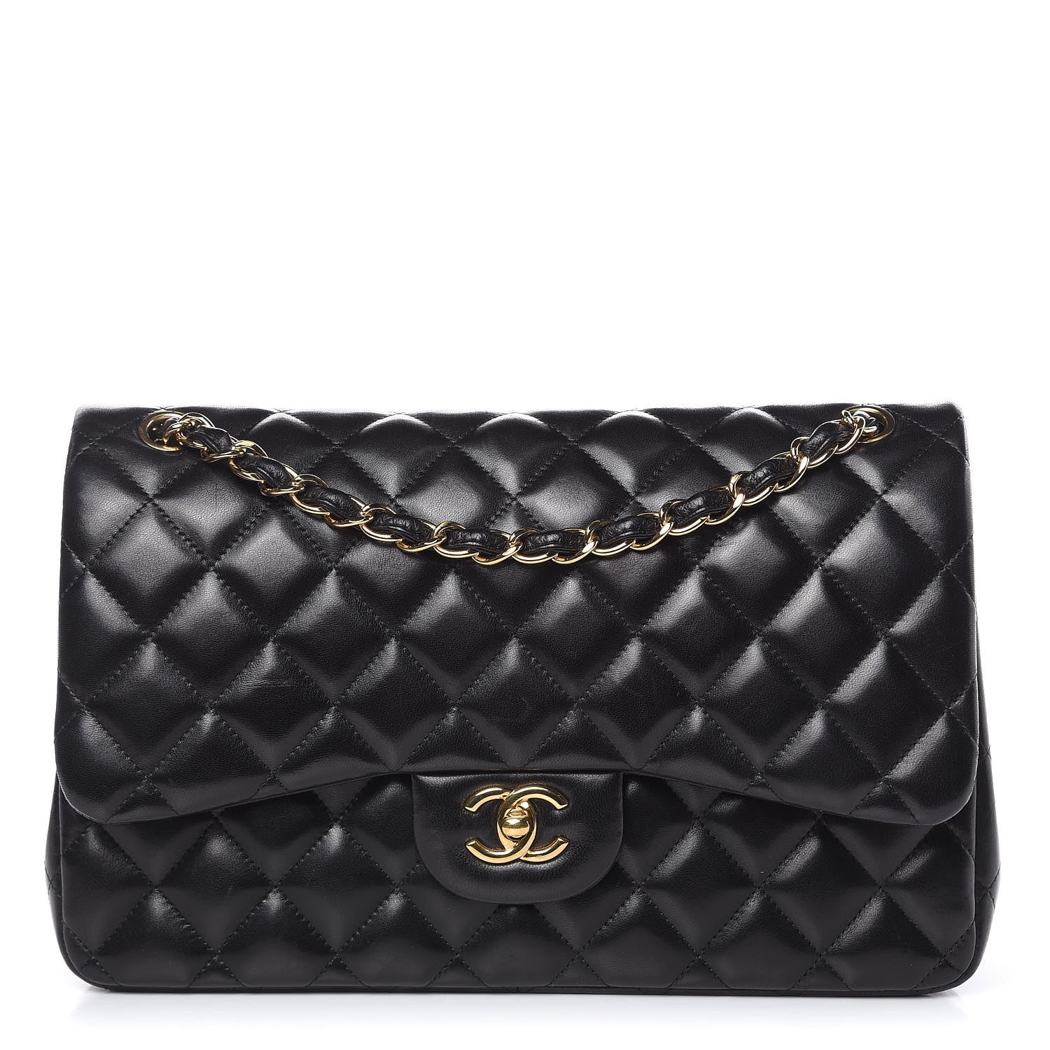 Chanel Lambskin Quilted Jumbo Double Flap Black 1 of 16