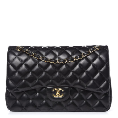 Chanel Lambskin Quilted Jumbo Double Flap Black 1 of 16