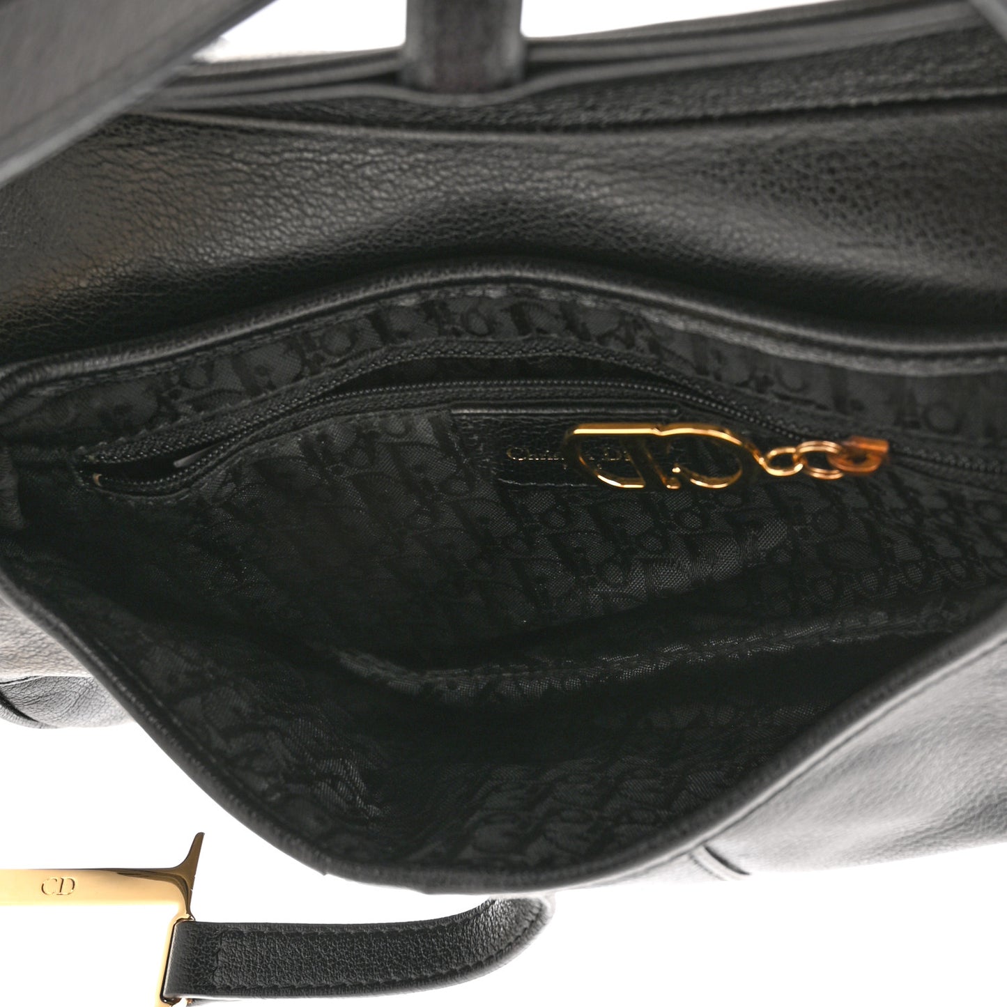 Shiny Goatskin Saddle Bag Black