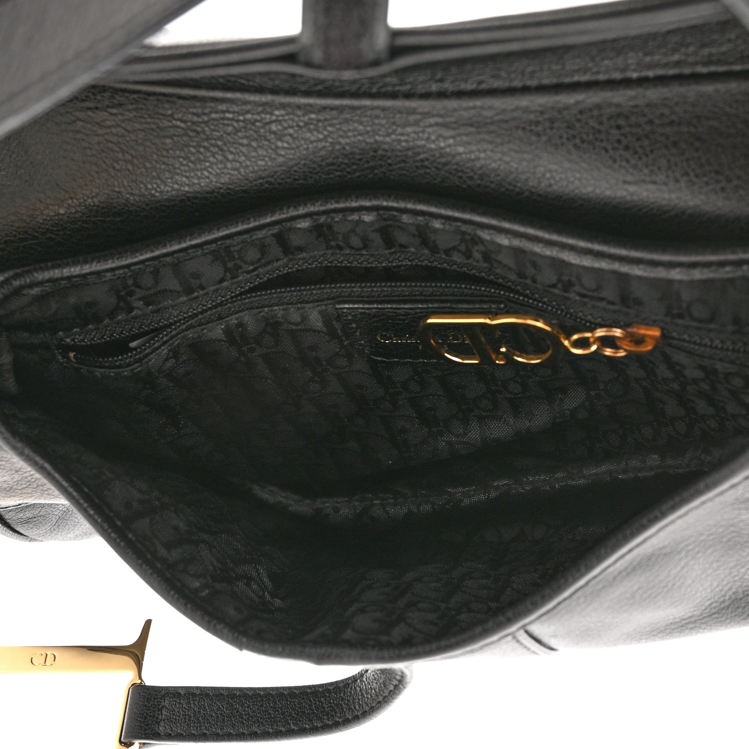 Christian Dior Shiny Goatskin Saddle Bag Black 5 of 11