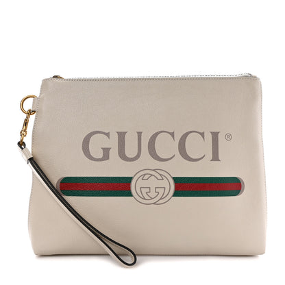 Gucci Pebbled Calfskin Logo Wristlet White 1 of 7