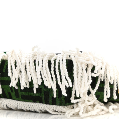 Fendi Fabric Jacquard FF 1974 Fringe Floral Embroidered Baguette Verde Multcolor 10 of 10