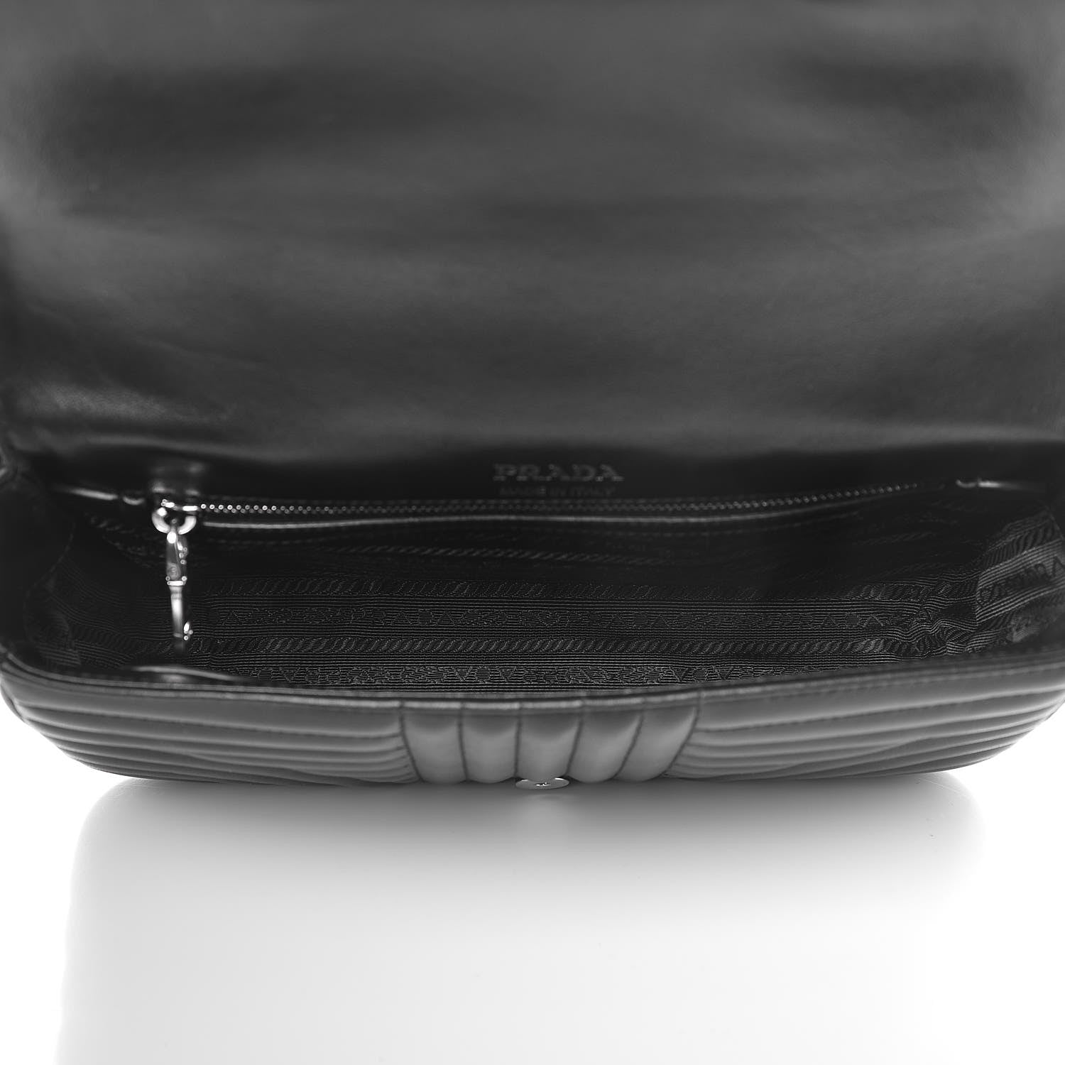Prada Soft Calfskin Impunture Diagramme Medium Chain Flap Shoulder Bag Black 5 of 8