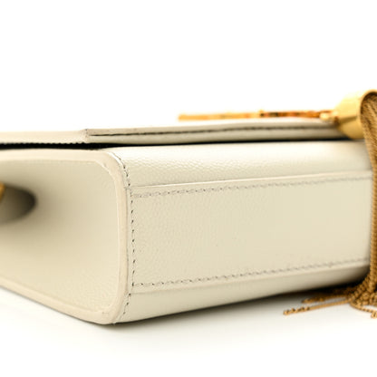 Saint Laurent Grain De Poudre Small Classic Monogram Kate Tassel Satchel Blanc Vintage 8 of 10