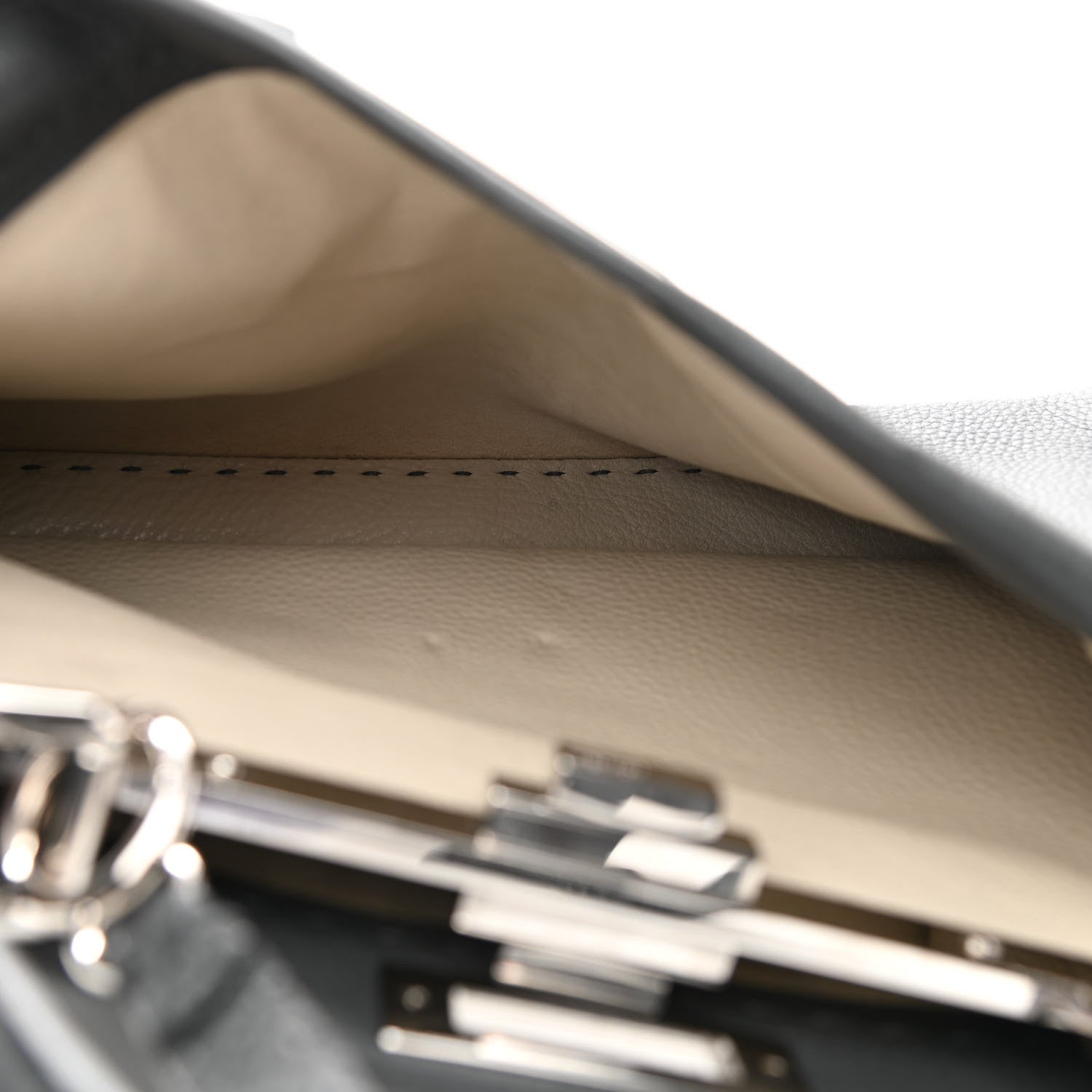 Fendi Cuoio Romano Selleria Bi-Color Medium Peekaboo Iconic Satchel Asfalto Latte 5 of 12