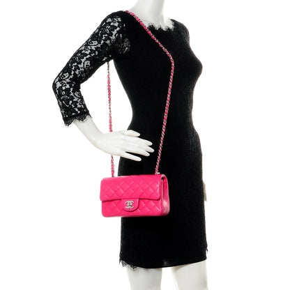 Chanel Lambskin Quilted Mini Flap Dark Pink 2 of 9