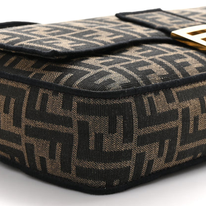 Fendi Fabric Jacquard FF 1974 Large Baguette Tobacco Moro Black 7 of 8