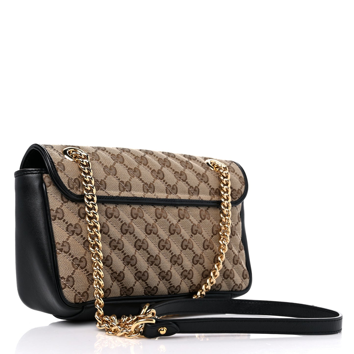 Monogram Matelasse Diagonal Small GG Marmont Shoulder Bag Beige Black