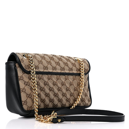 Gucci Monogram Matelasse Diagonal Small GG Marmont Shoulder Bag Beige Black 3 of 11