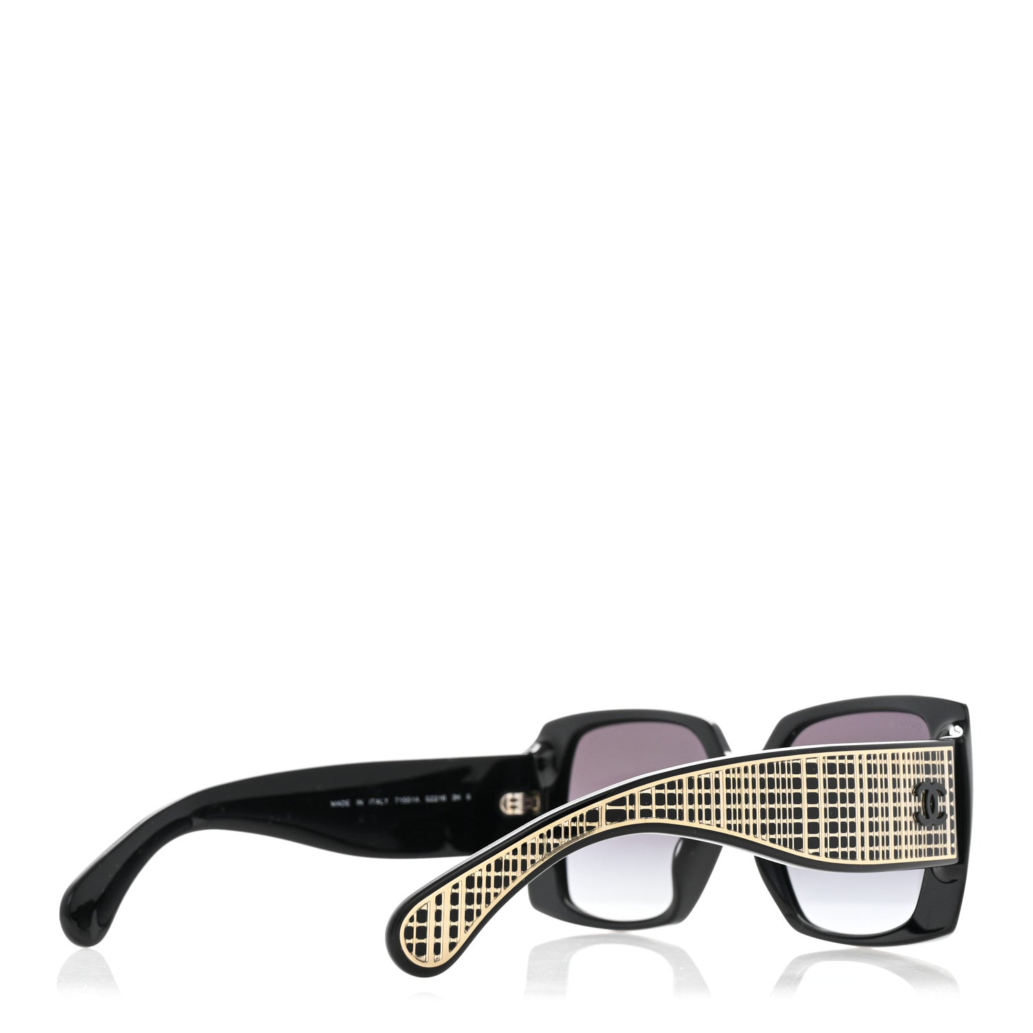 Chanel Acetate Rectangle Sunglasses 71551A Black Gold 1830862
