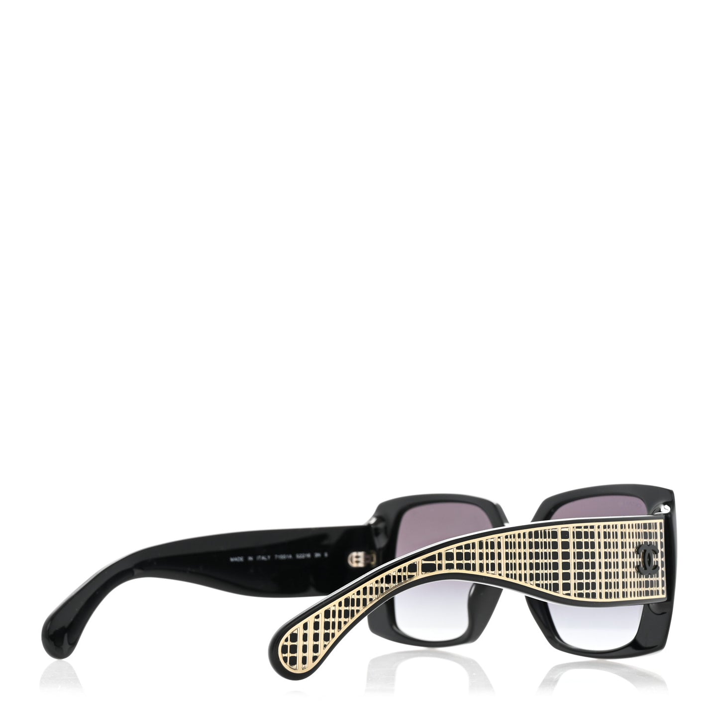 Acetate Rectangle Sunglasses 71551A Black Gold