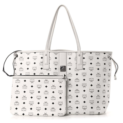 MCM Visetos Large Liz Reversible Shopper Tote White 1 of 16