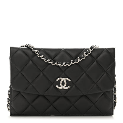 Chanel Lambskin Quilted Double Sided Wallet On Chain WOC Black 1 of 14